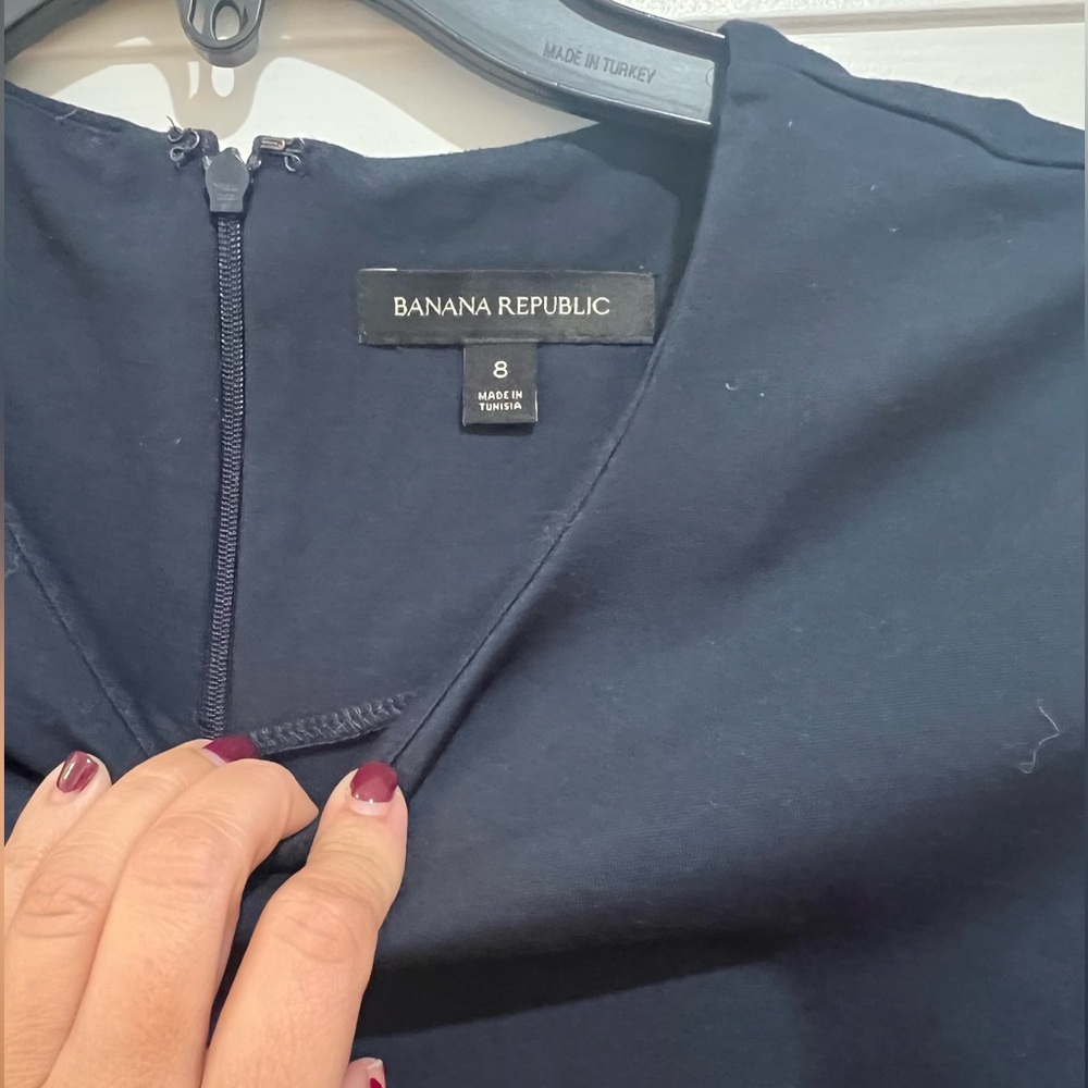 Free shipping Banana Republic Navy dress with detailed sleeves at wrist